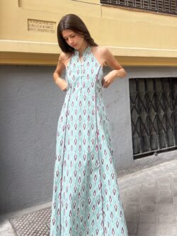 Vestido Halter Ikat Aguamarina - Imagen 7