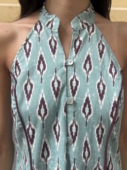 Vestido Halter Ikat Aguamarina - Imagen 2