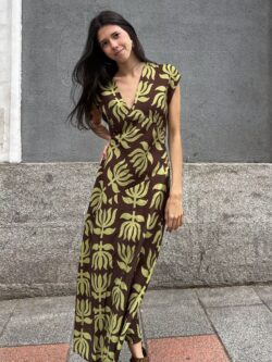 Vestido Midi Estampado Hoja de Cacao - Imagen 4