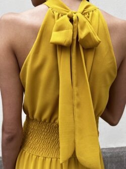 Vestido Aura Halter Amarillo Azafrán - Imagen 4