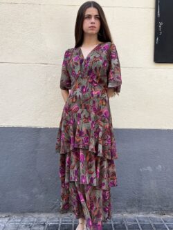 Vestido Firenze Oliva Fiorita