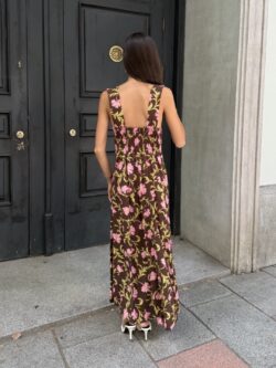 Vestido Floral Chocolate y Rosa - Imagen 6