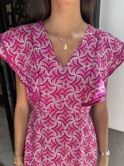 Vestido Largo Floral Fucsia - Imagen 2