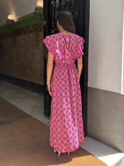 Vestido Largo Floral Fucsia - Imagen 3
