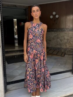 Vestido Kioto Floral Azul Marino