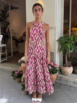 Vestido Kioto Ikat Fucsia