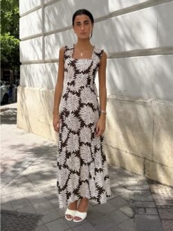 Vestido Palma Marrón Chocolate