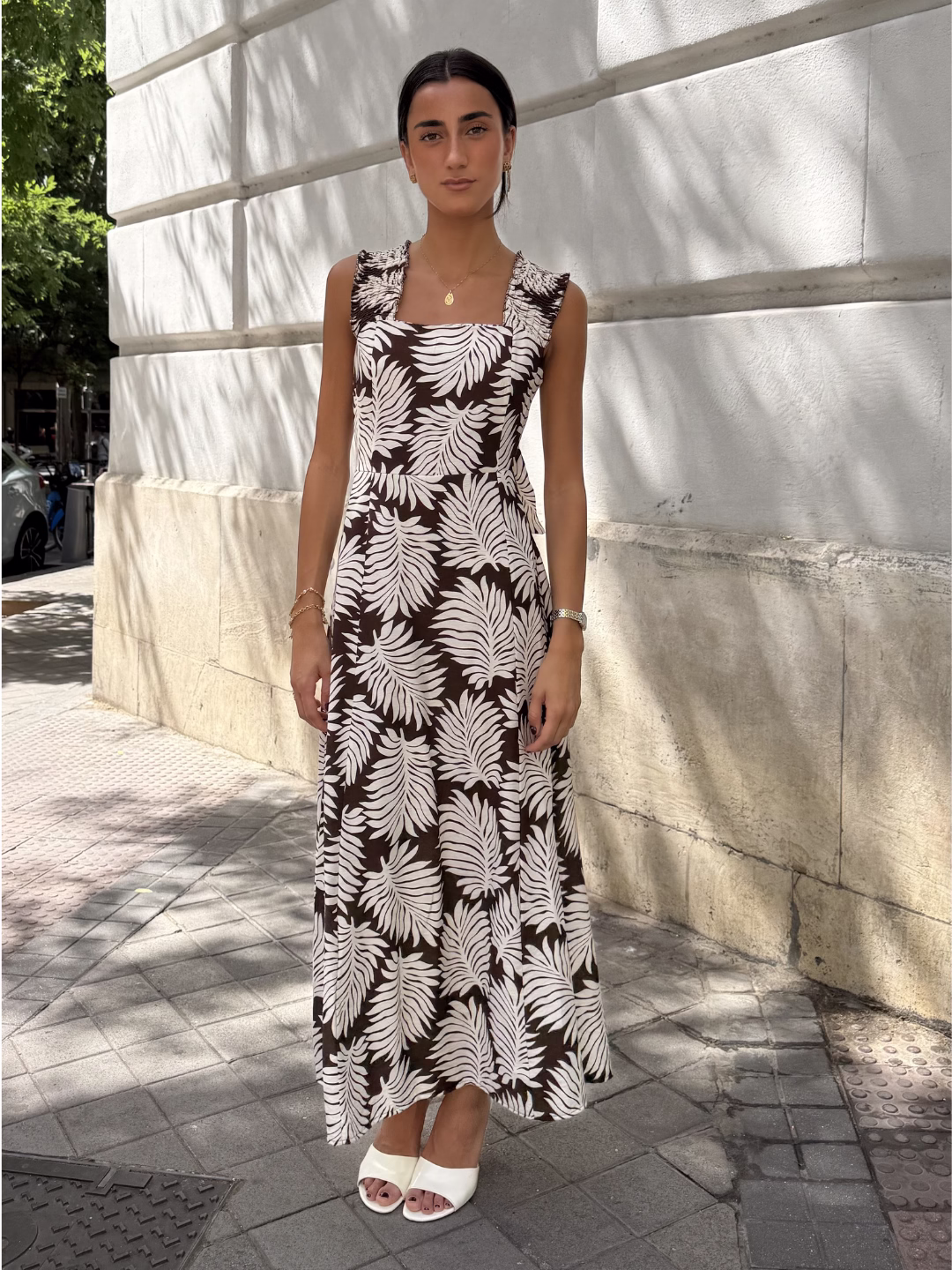 Vestido Palma Marrón Chocolate