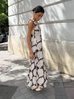 Vestido Palma Marrón Chocolate - Imagen 4