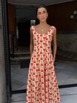 Vestido Midi Floral Coral