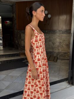 Vestido Midi Floral Coral - Imagen 3