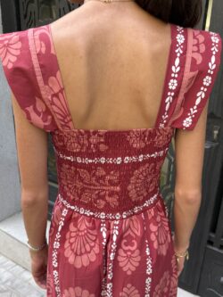 Vestido Midi Damasco Granate - Imagen 6