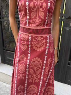Vestido Midi Damasco Granate - Imagen 4