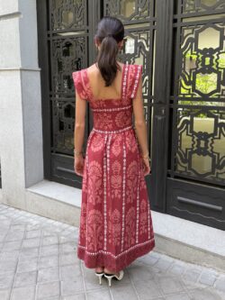 Vestido Midi Damasco Granate - Imagen 5