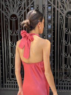 Vestido Raso Corte al Bies Coral - Imagen 5