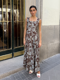 Vestido Flores Marrón Chocolate - Imagen 4
