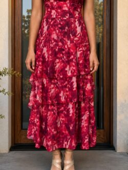 Vestido Halter Acuarela Coral - Imagen 4