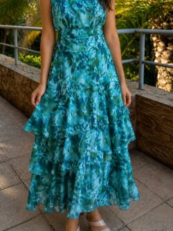 Vestido Halter Acuarela Turquesa - Imagen 3