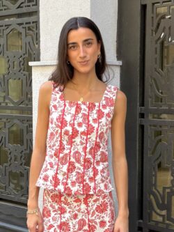 Top Floral Paisley Coral