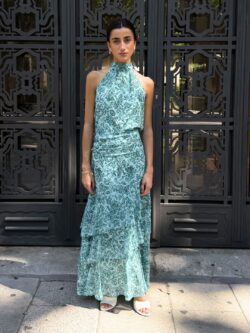 Falda Volantes Estampado Verde Agua