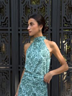 Top Halter Estampado Verde Agua