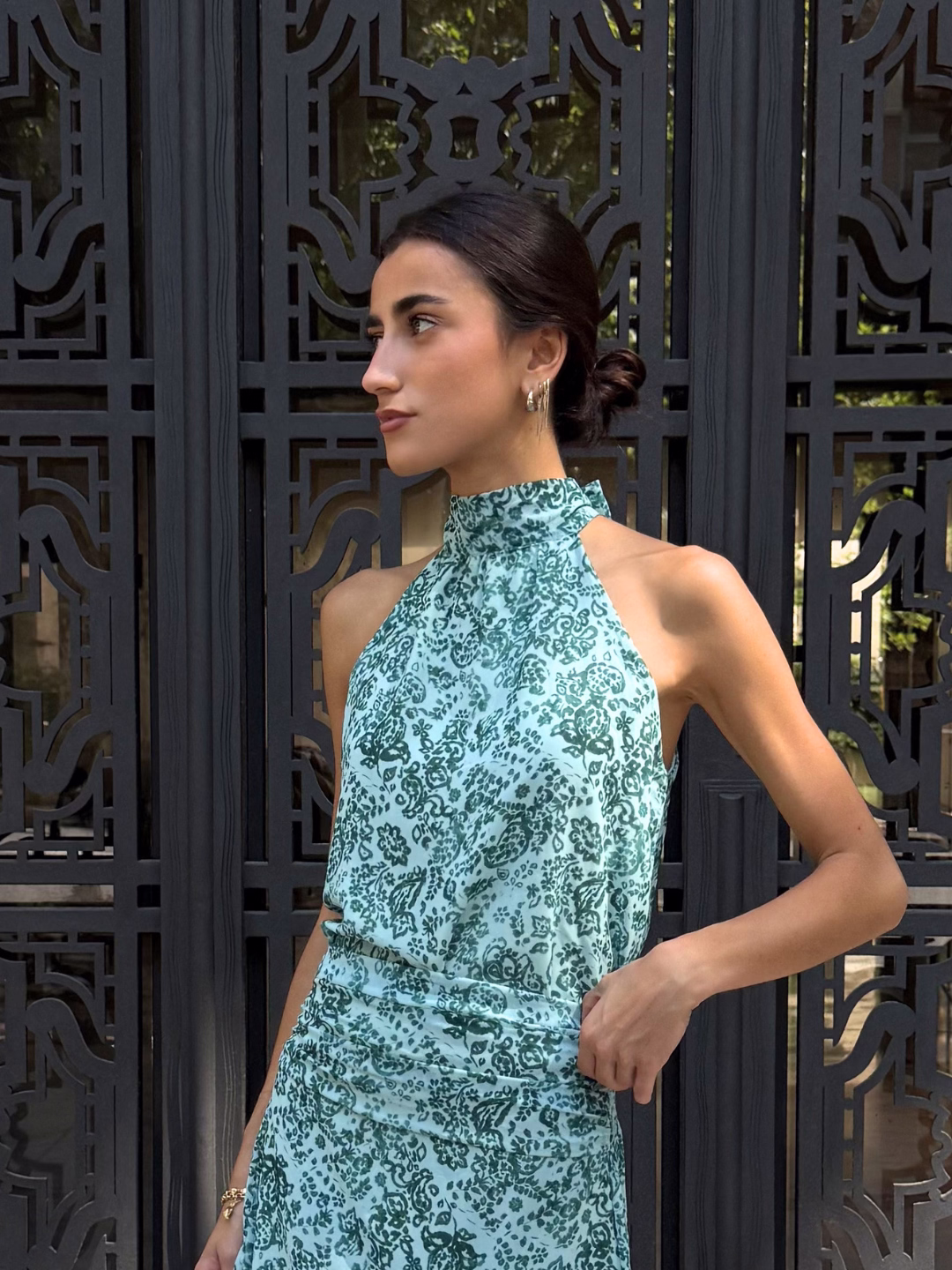 Top Halter Estampado Verde Agua