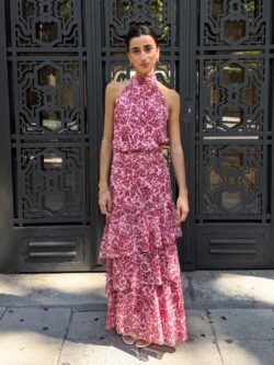 Falda Volantes Estampado Frambuesa
