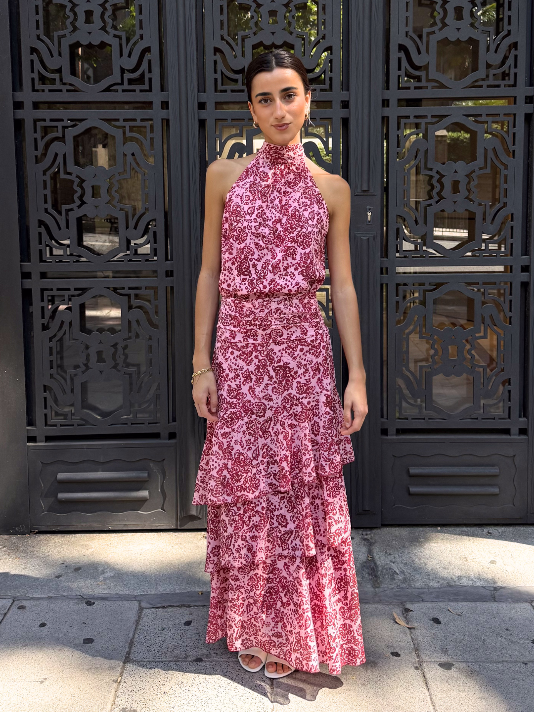 Falda Volantes Estampado Frambuesa