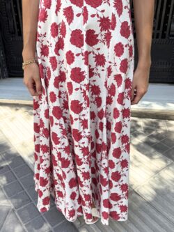 Vestido Largo Floral Clavel Rojo - Imagen 3