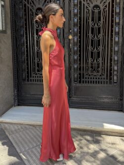 Vestido Raso Corte al Bies Coral - Imagen 4