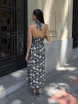 Vestido Largo Floral Azul Marino - Imagen 5