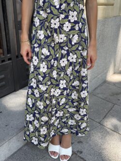 Vestido Largo Floral Azul Marino - Imagen 4