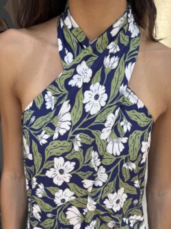 Vestido Largo Floral Azul Marino - Imagen 2