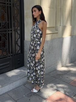 Vestido Largo Floral Azul Marino - Imagen 3