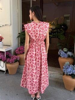 Vestido Largo Floral Frambuesa - Imagen 3