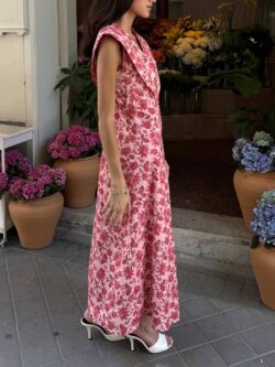 Vestido Largo Floral Frambuesa - Imagen 2