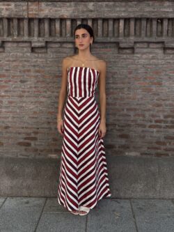 Vestido Palabra de Honor Rayas