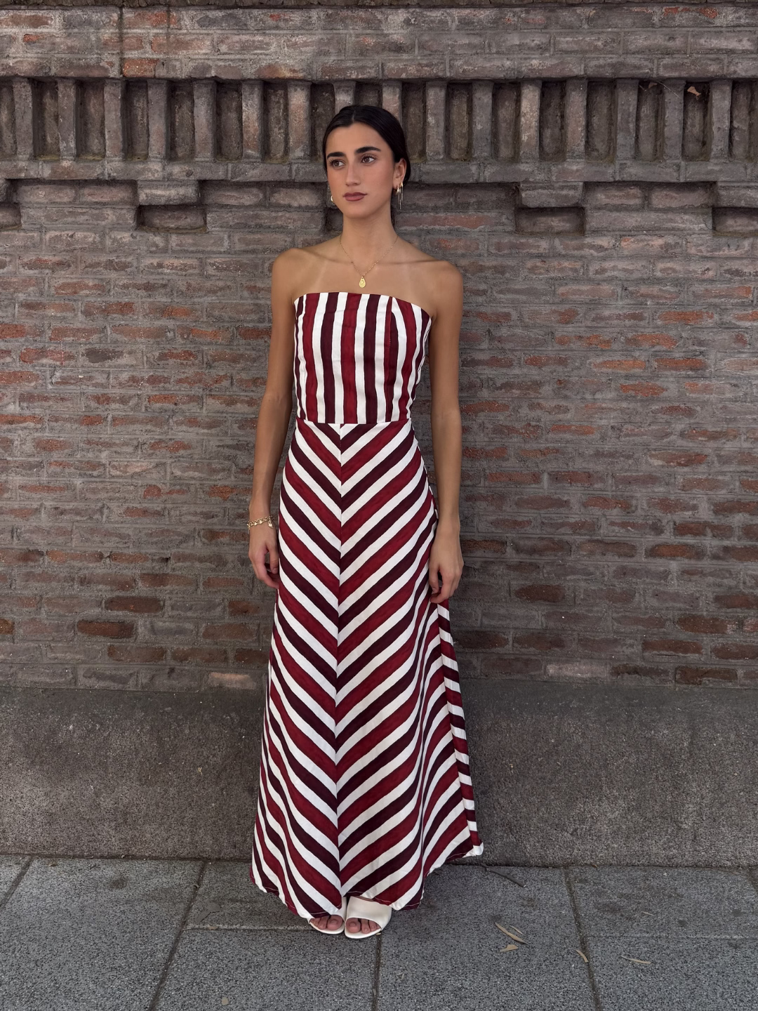 Vestido Palabra de Honor Rayas