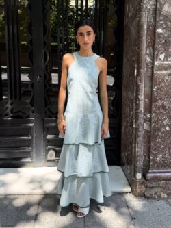 Vestido Volantes de Rayas Aguamarina