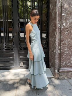 Vestido Volantes de Rayas Aguamarina - Imagen 3