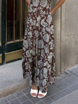 Vestido Flores Marrón Chocolate - Imagen 3