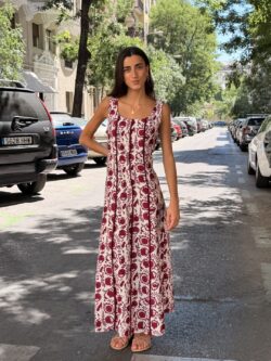 Vestido Floral Granada Burdeos - Imagen 3
