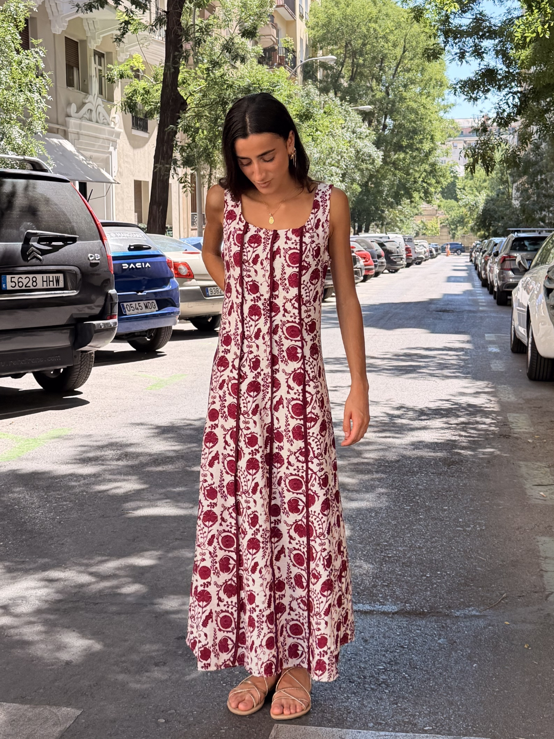Vestido Floral Granada Burdeos