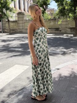Vestido Largo Floral Clavel Verde - Imagen 3