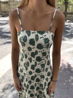 Vestido Largo Floral Clavel Verde - Imagen 2