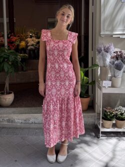 Vestido Midi Damasco Rosa - Imagen 7