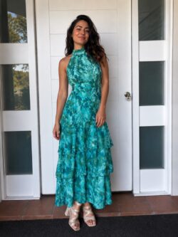 Vestido Halter Acuarela Turquesa