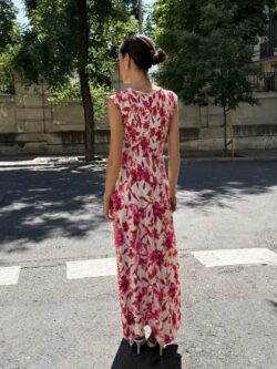 Vestido Midi Floral Lirio Fucsia - Imagen 6