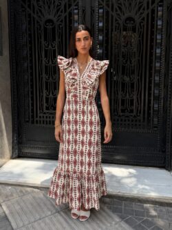 Vestido Largo Palmera Teja
