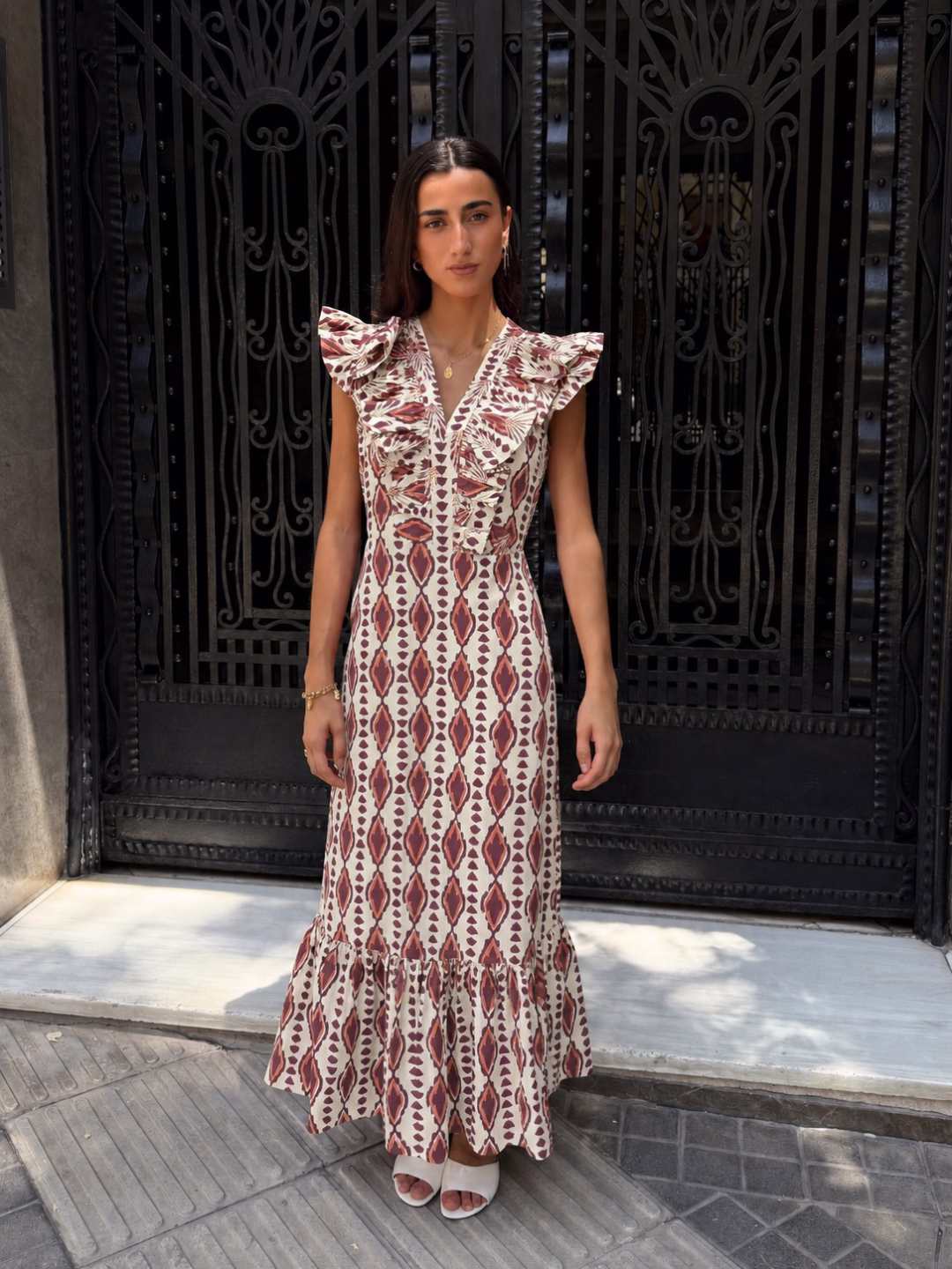 Vestido Largo Palmera Teja